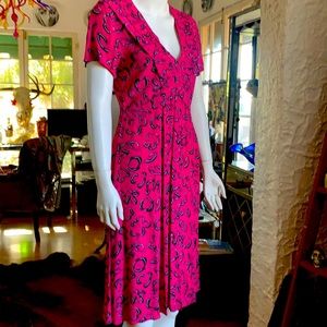 Fuschia rayon print dress